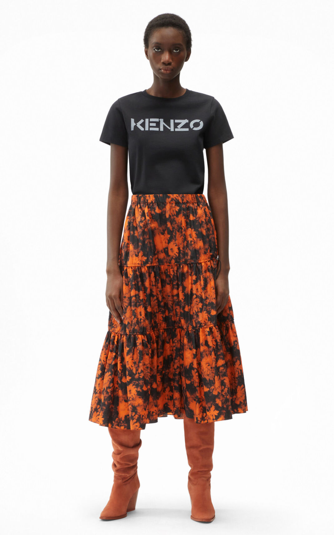 Kenzo Ghost Flower Midi Kjol Dam | 61059-WALJ